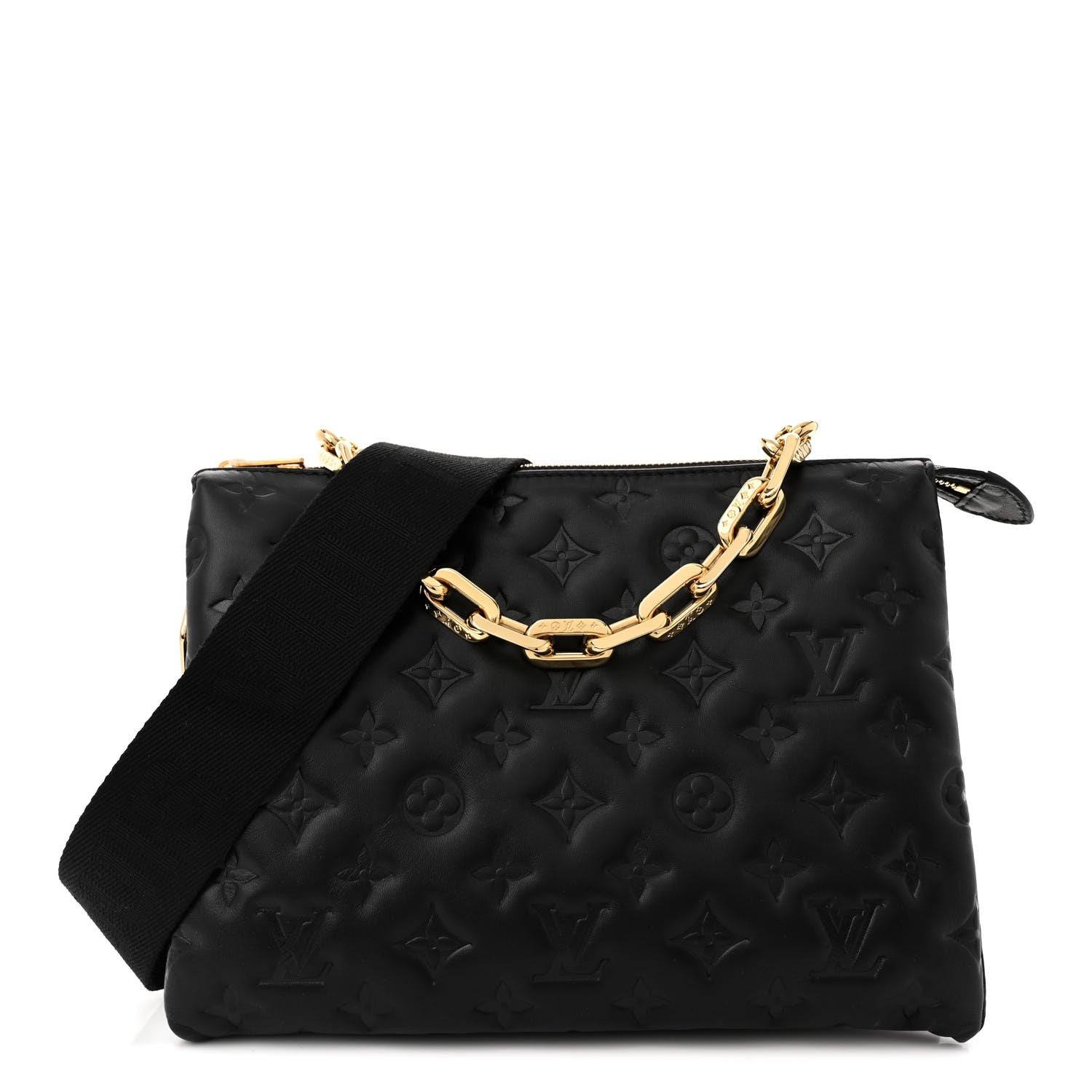 Louis Vuitton Lambskin Embossed Monogram Coussin PM Black 1 of 11