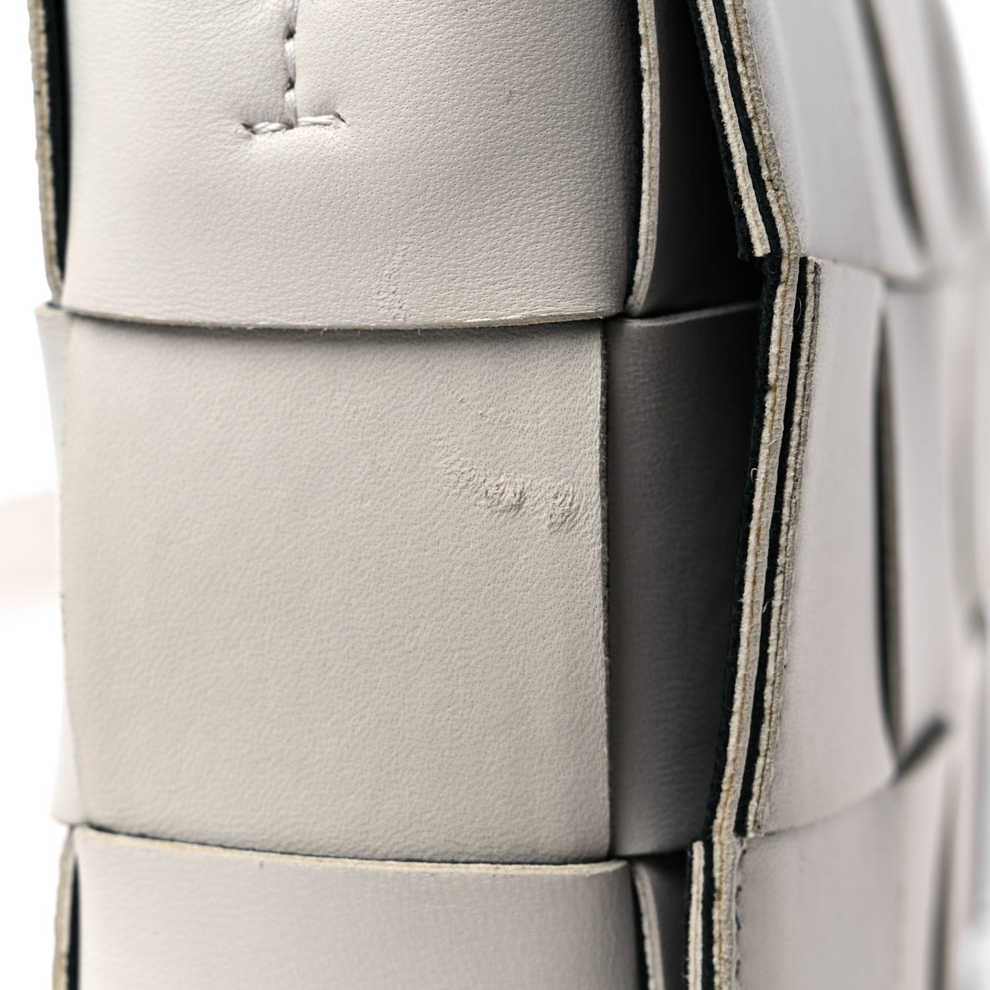 Lambskin Maxi Intrecciato Cassette Crossbody Bag White