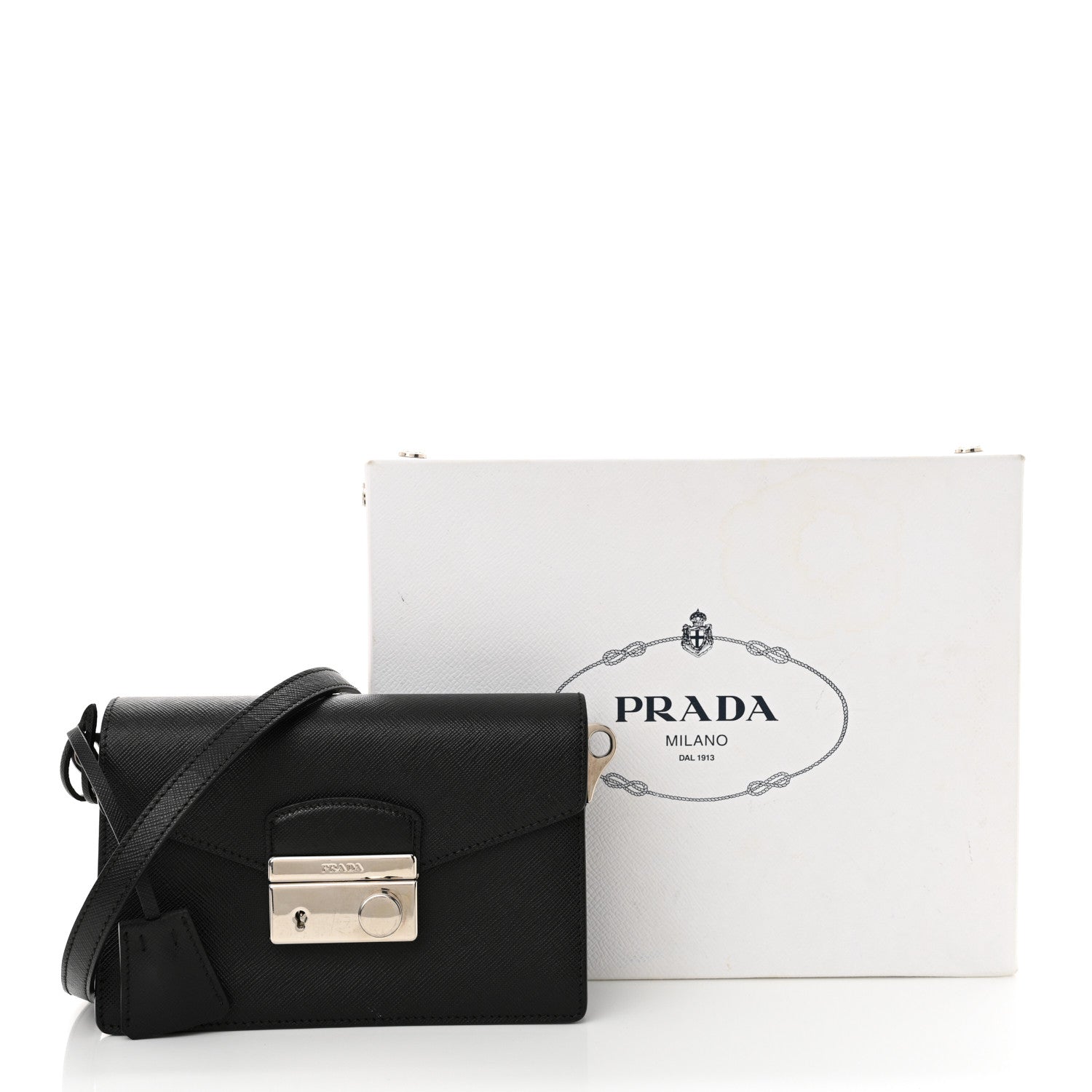 Prada Saffiano Lux Mini Sound Crossbody Black 12 of 12