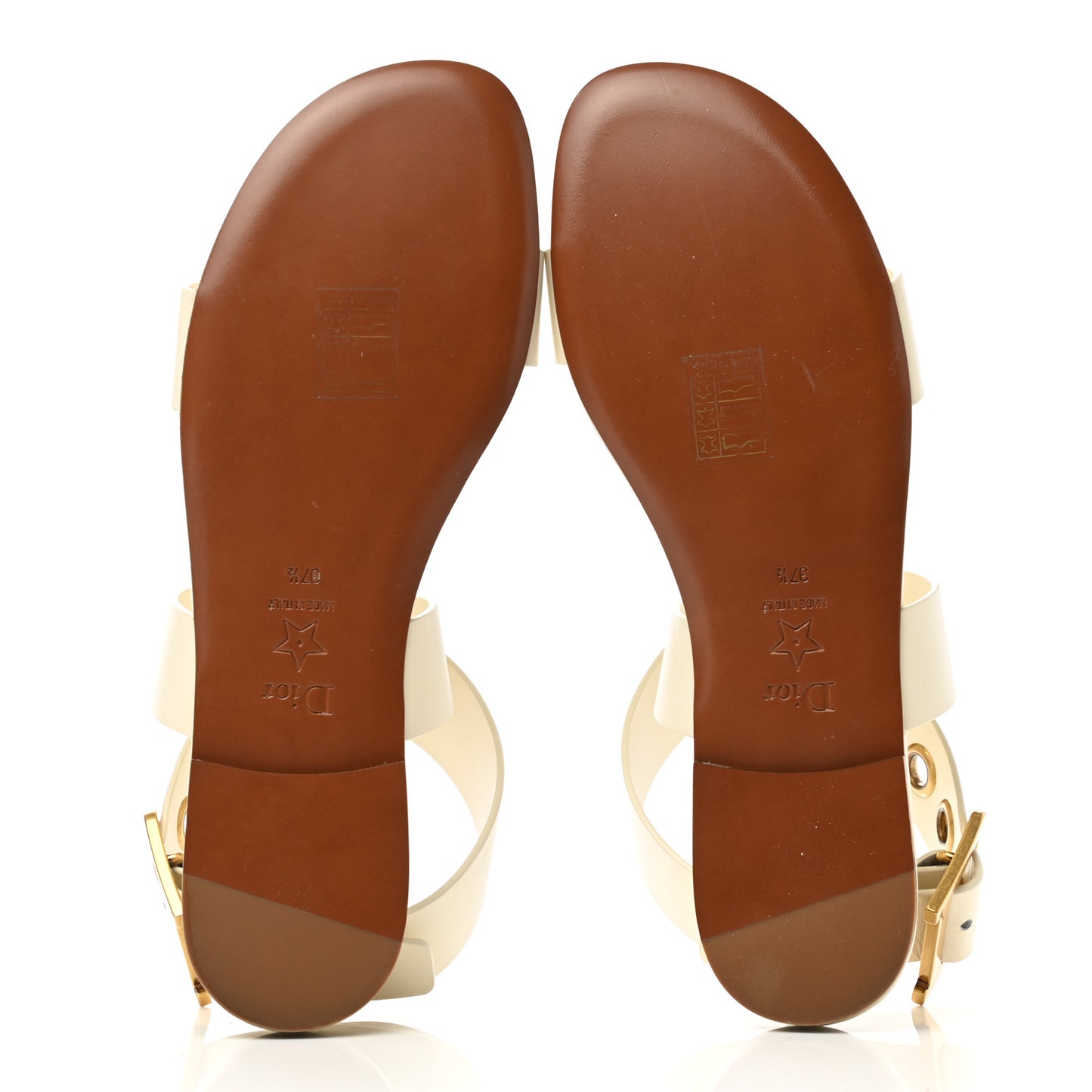 Calfskin D-Dior Sandals 37.5 White