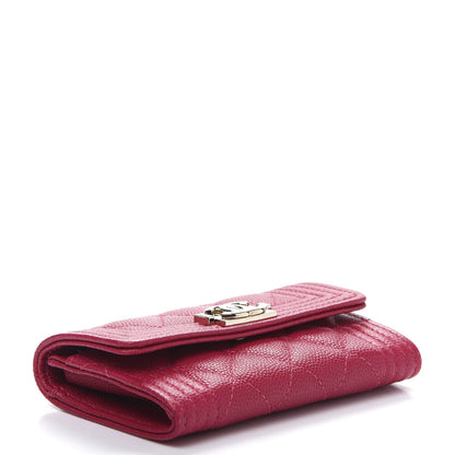 Chanel Caviar Quilted Boy Flap Card Holder Fuchsia 4 of 11