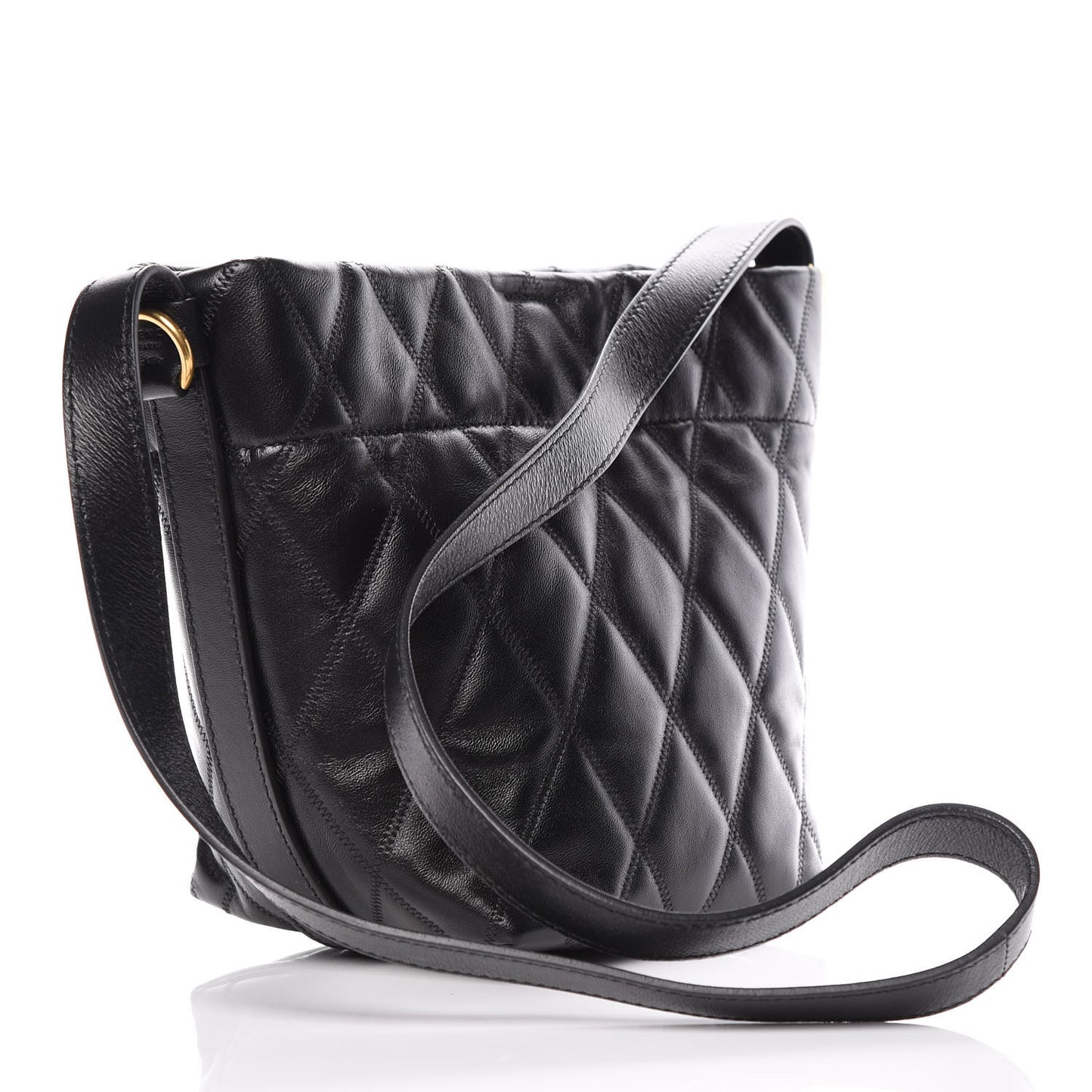 Lambskin Quilted Mini GV Bucket Bag Black