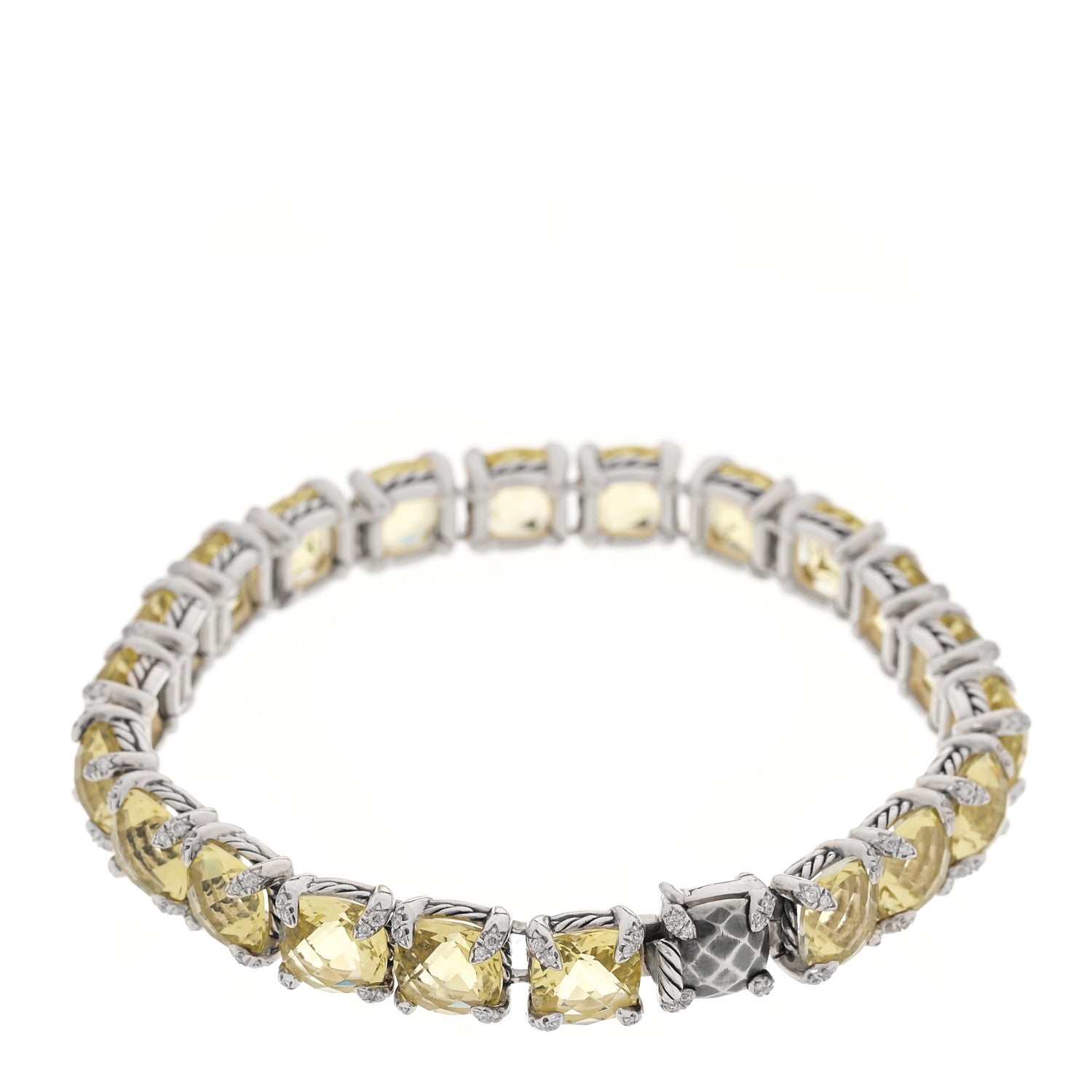 David Yurman Sterling Silver Diamond Lemon Citrine Chatelaine Tennis Bracelet 2 of 3