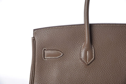 Hermes Taurillon Clemence Birkin 35 Etoupe 9 of 40