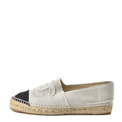 Chanel Linen CC Espadrilles 40 Beige Black 1 of 14
