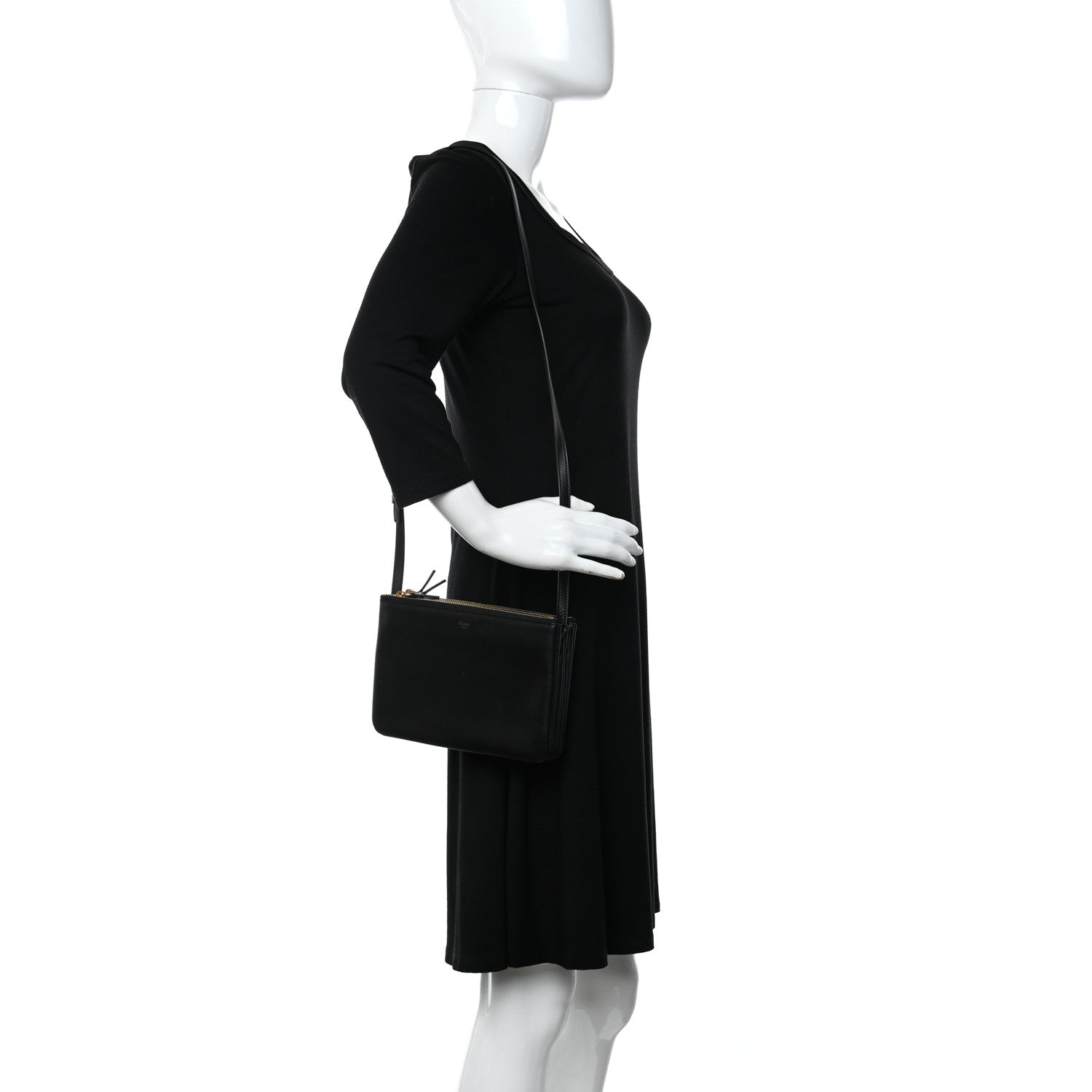 Celine Lambskin Small Trio Crossbody Bag Black 2 of 12