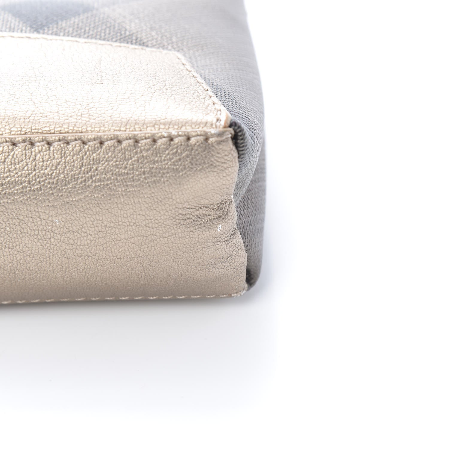 Burberry Calfskin Nude Check Medium Cosmetic Pouch Metallic Nude 9 of 9