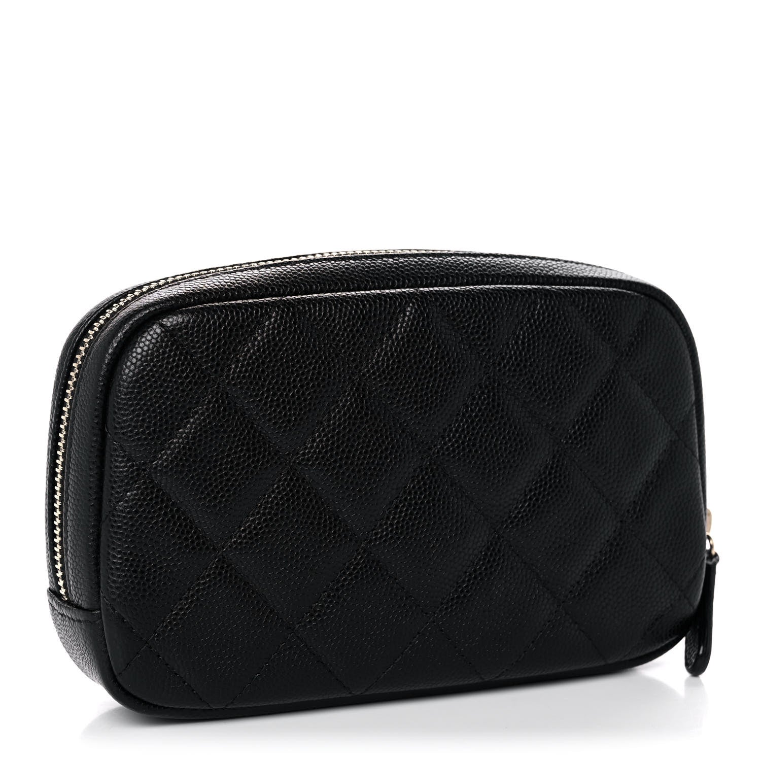 Chanel Caviar Quilted Small Curvy Pouch Cosmetic Case Black 3 of 11