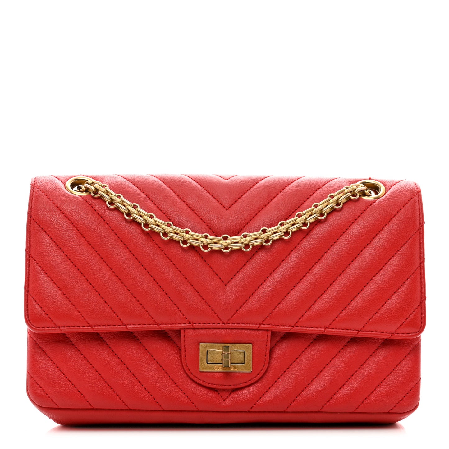 Calfskin Chevron Quilted 2.55 Reissue 225 Flap Red