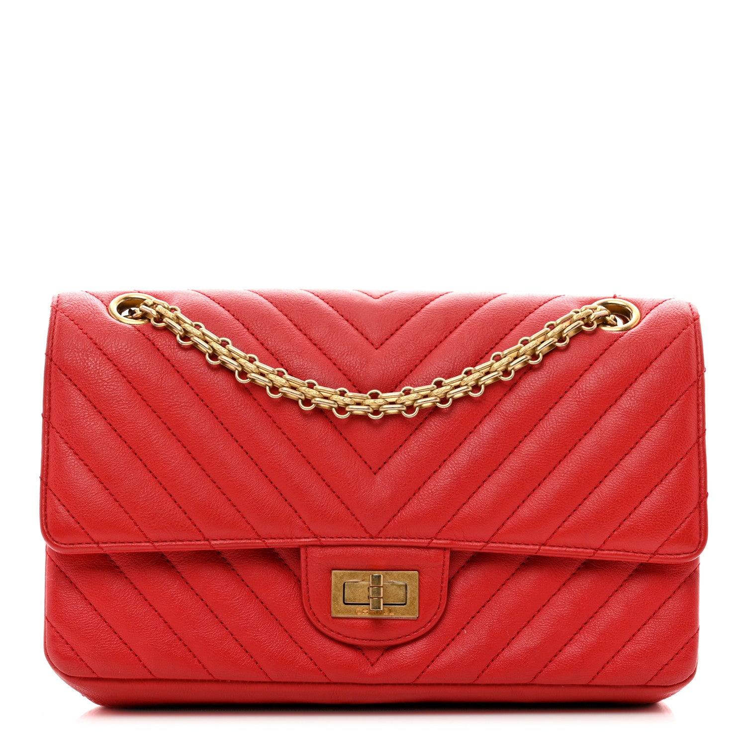 Chanel Calfskin Chevron Quilted 2.55 Reissue 225 Flap Red 1 of 15
