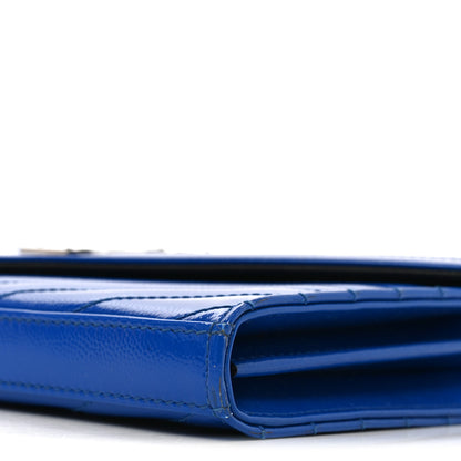 Saint Laurent Patent Grain De Poudre Matelasse Chevron Monogram Chain Wallet Blue Majorelle 10 of 11
