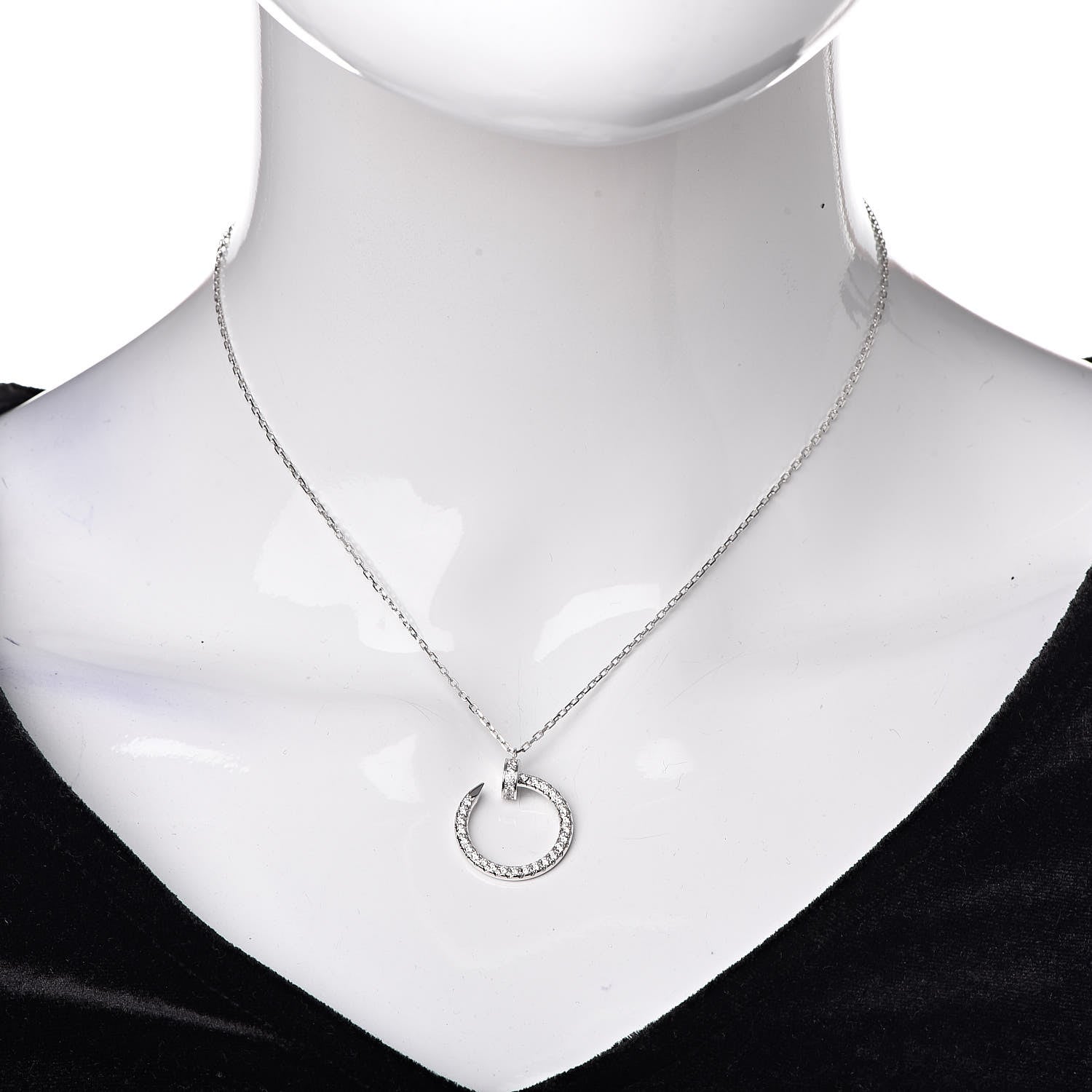 Cartier 18K White Gold Diamond Juste Un Clou Paved Pendant Necklace 2 of 7