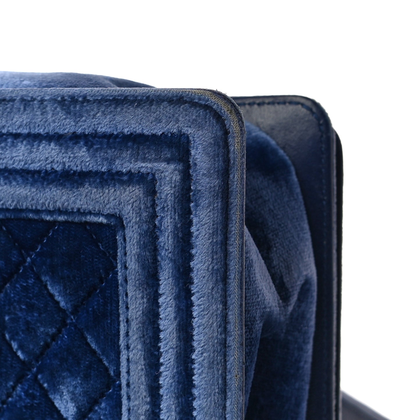 Velvet Quilted Medium Boy Flap Blue