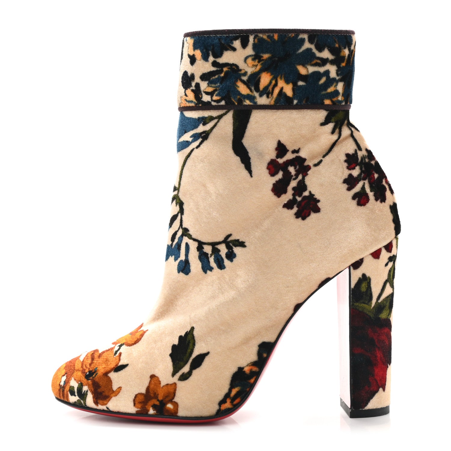 Christian Louboutin Veau Velours Moulamax 100 Booties 37.5 Nude Multi 1 of 8