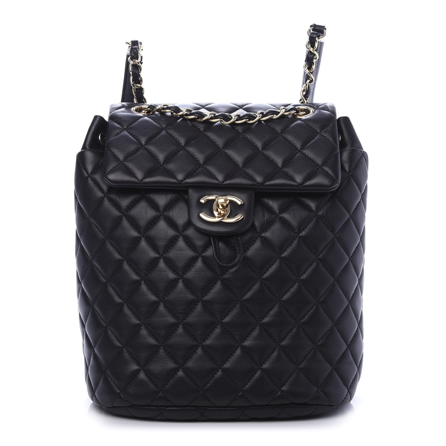 Lambskin Quilted Small Urban Spirit Backpack Black