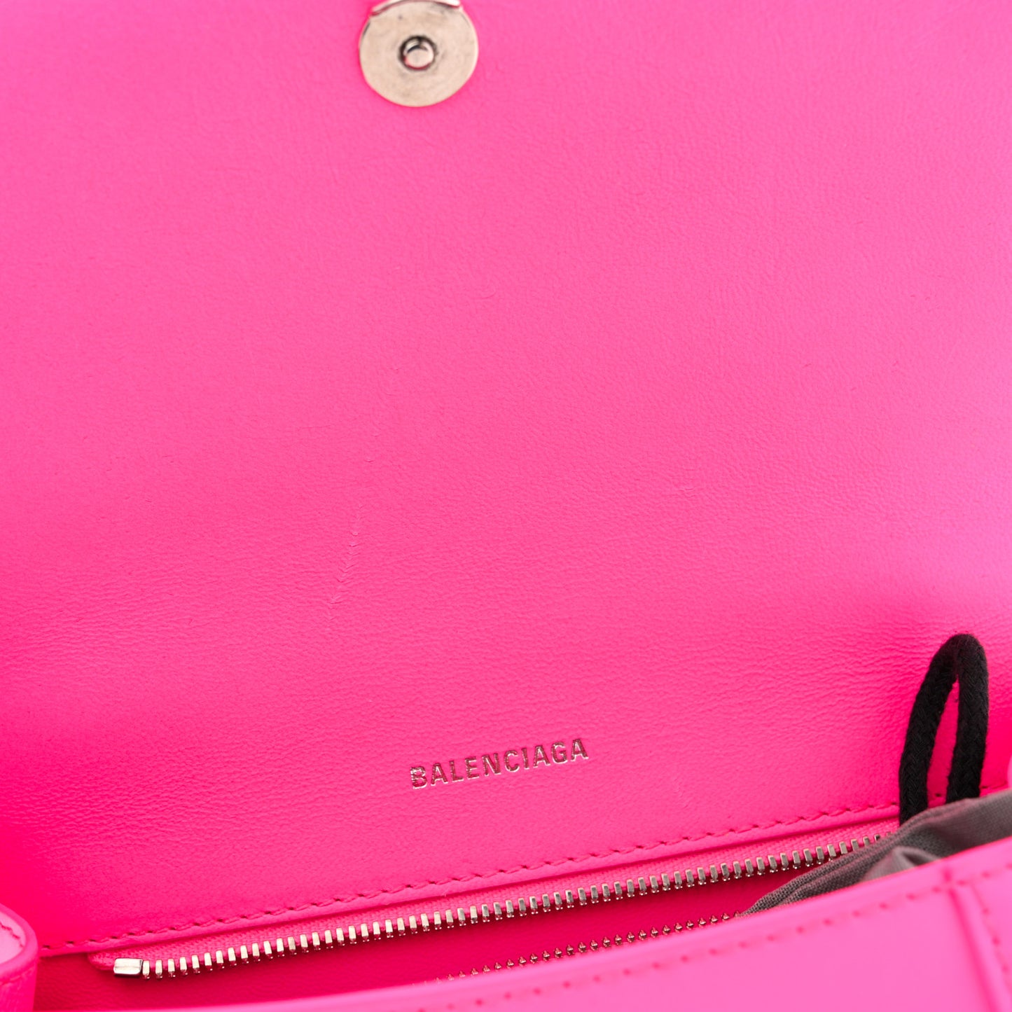 Shiny Box Calfskin Small Hourglass Top Handle Bag Acid Fuchsia