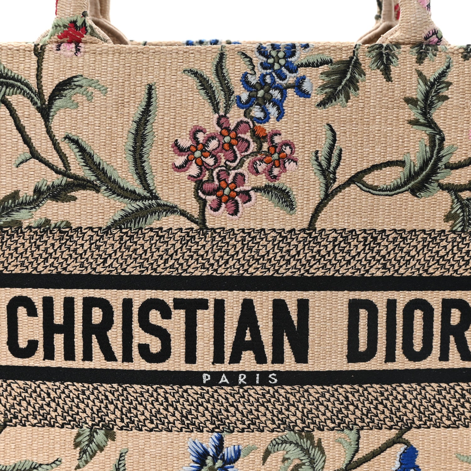 Christian Dior Raffia Embroidered Petites Fleurs Medium Book Tote Natural 8 of 12