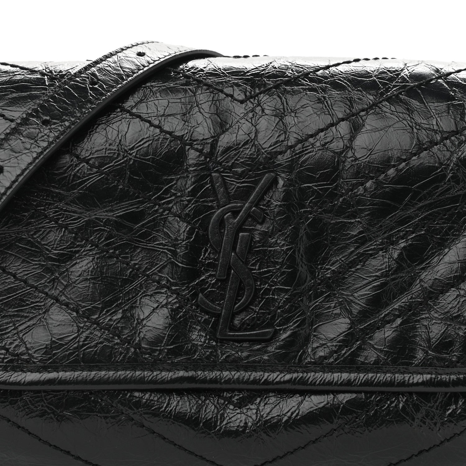 Saint Laurent Crinkled Calfskin Matelasse Monogram Niki Body Bag Black 9 of 11