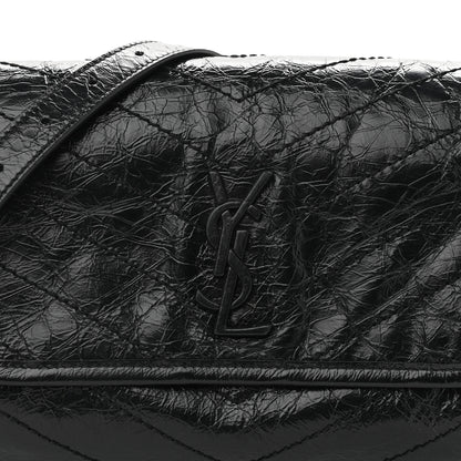 Saint Laurent Crinkled Calfskin Matelasse Monogram Niki Body Bag Black 9 of 11