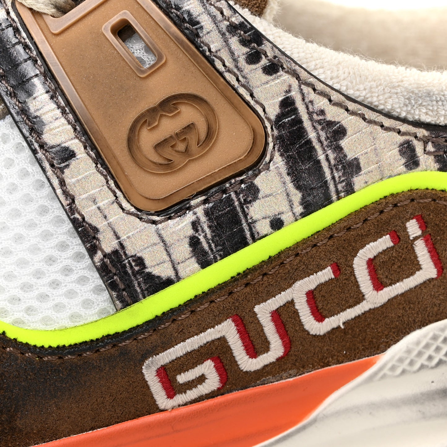 Suede Calfskin Tejus Printed Mens Ultrapace Sneakers 6 Natural Ardesia Neon Yellow