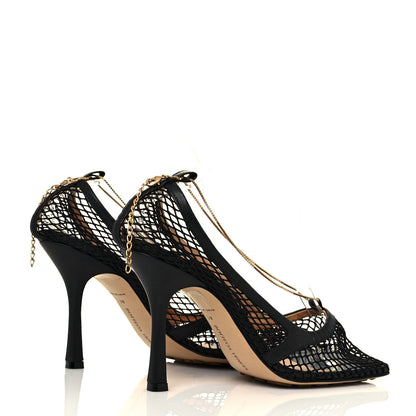 Bottega Veneta Mesh Calfskin Chain Stretch Pumps 41 Black 4 of 8