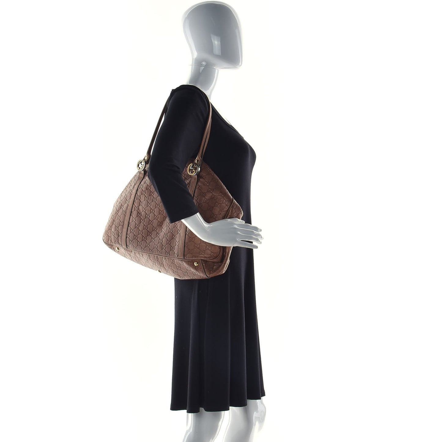 Metallic Guccissima Large GG Twins Tote Bronze