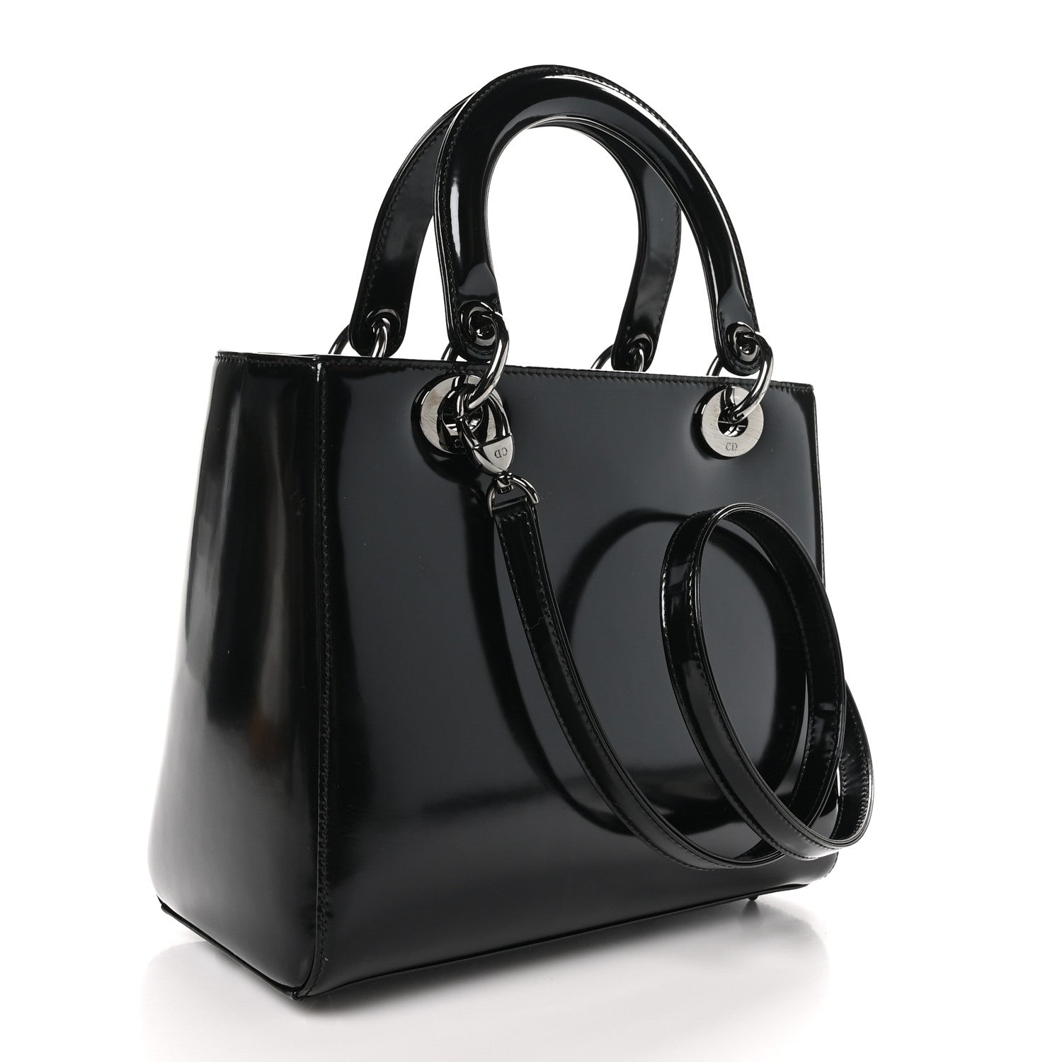 Christian Dior Patent Medium Lady Dior Black 2 of 12