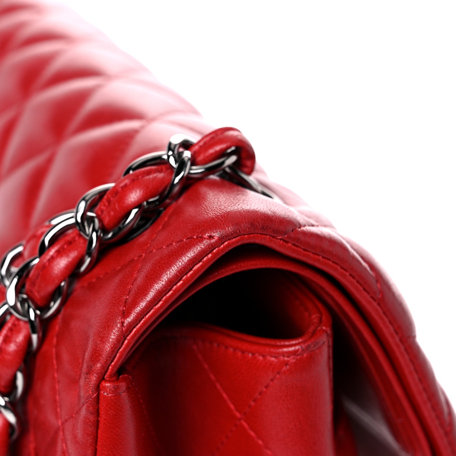 Chanel Lambskin Quilted Jumbo Double Flap Red 22 of 26