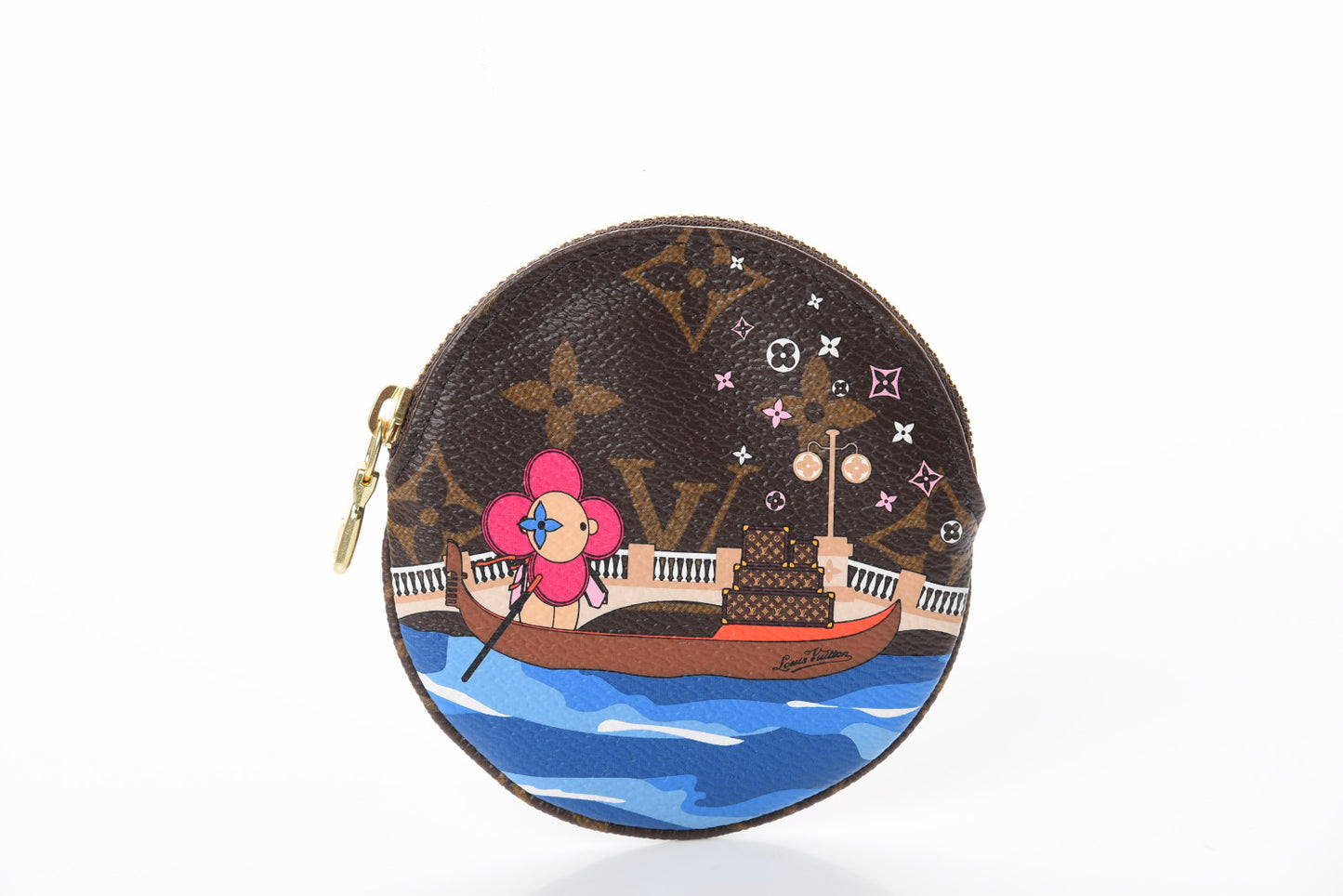 Monogram 2019 Christmas Animation Round Coin Purse Blue