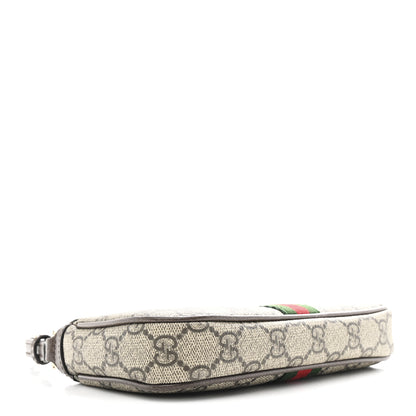 Gucci GG Supreme Monogram Textured Dollar Calfskin Web Mini Ophidia Shoulder Bag Beige Ebony New Acero 3 of 10