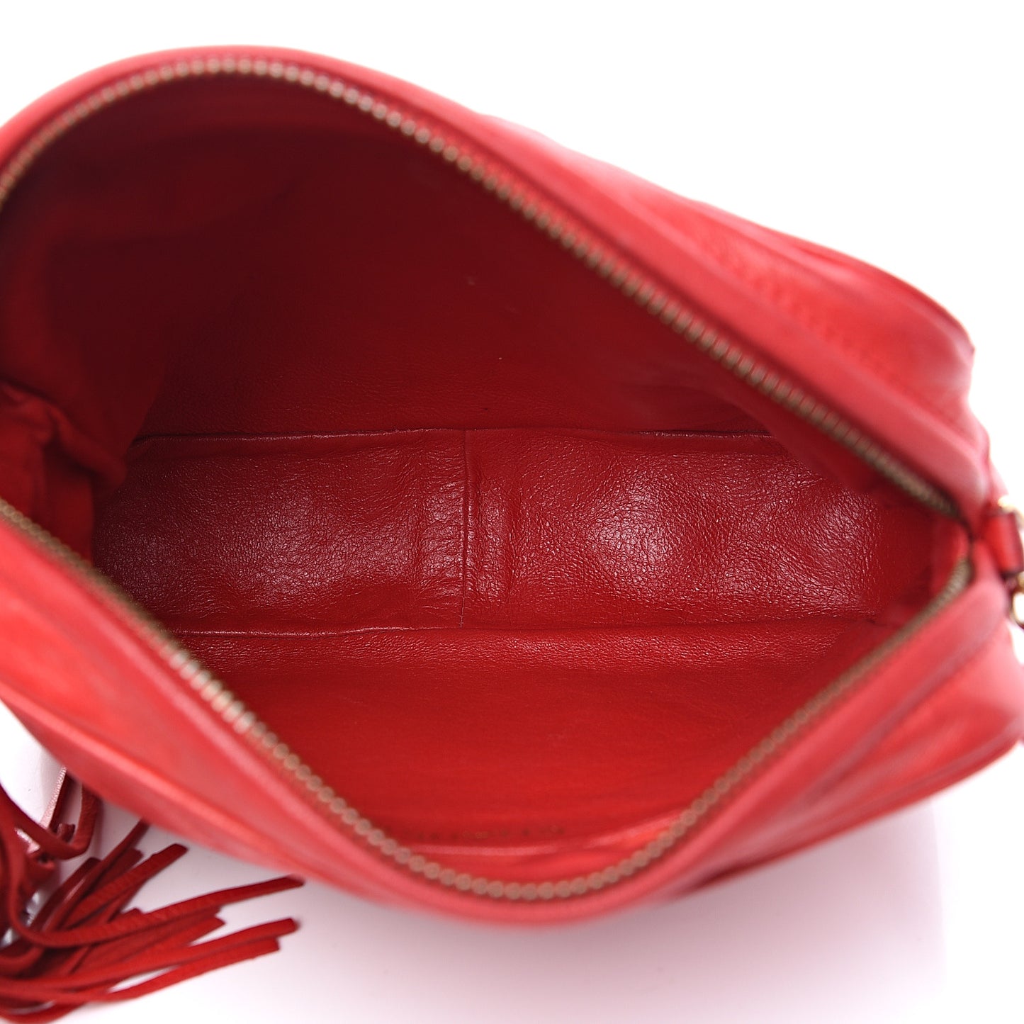Lambskin Quilted Flap Tassel Camera Case Red