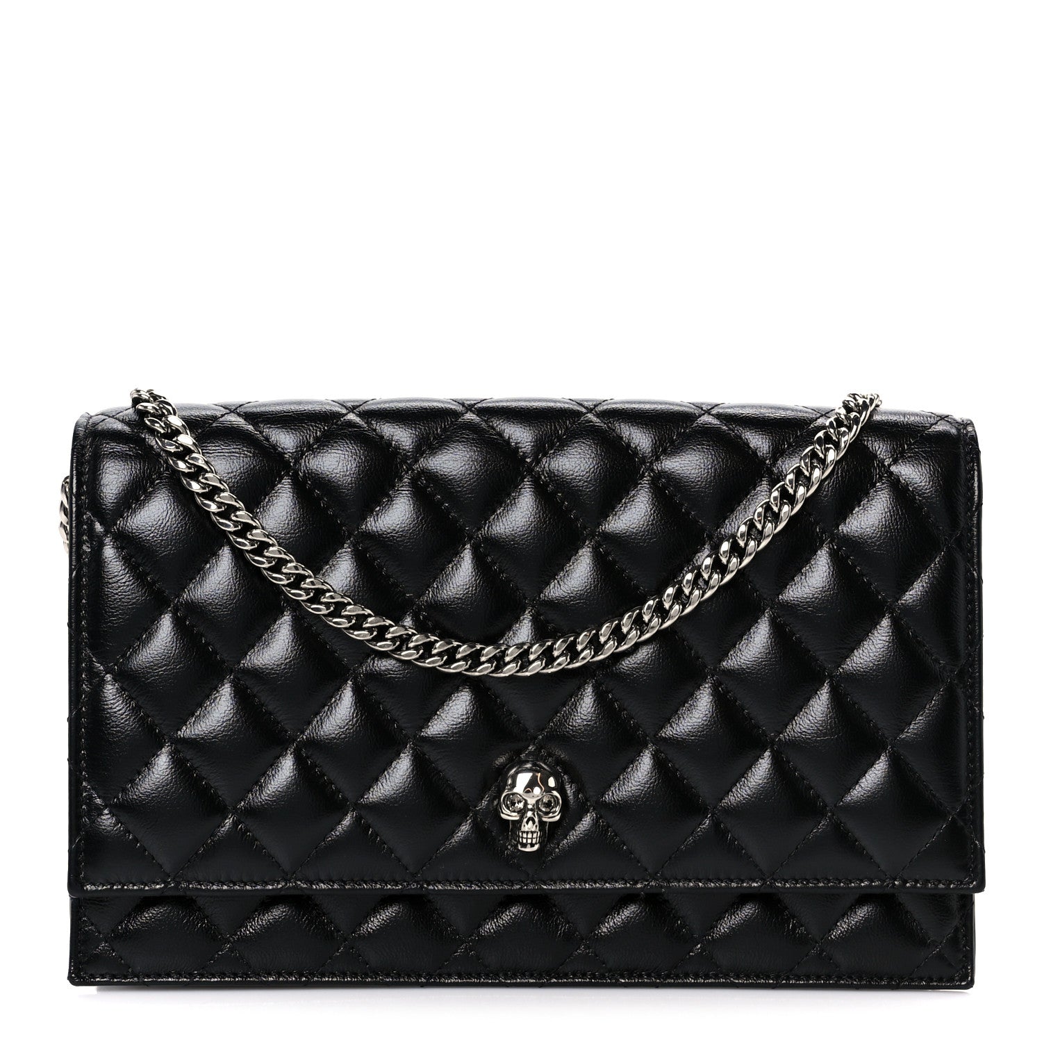 Alexander McQueen Calfskin Quilted Medium Skull Chain Crossbody Bag Black 1 of 10