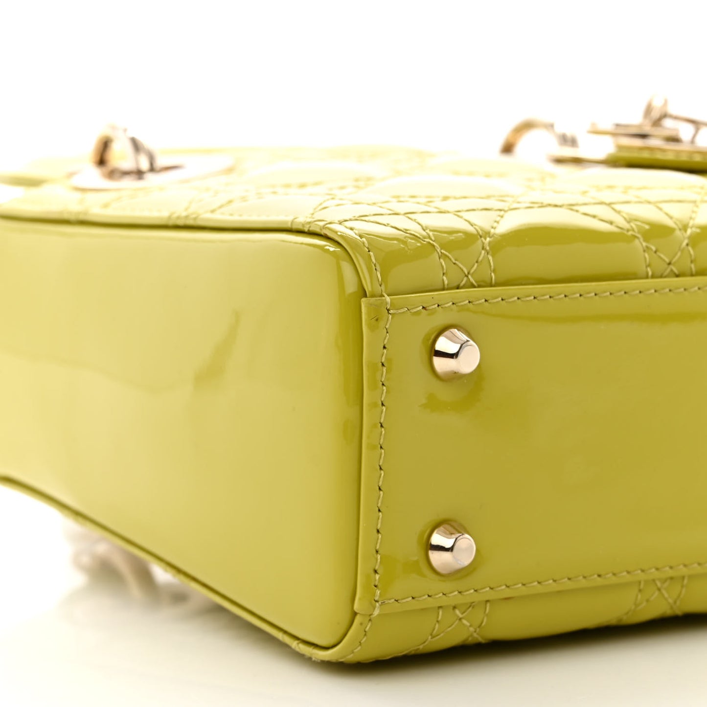 Patent Cannage Mini Lady Dior Lime Yellow