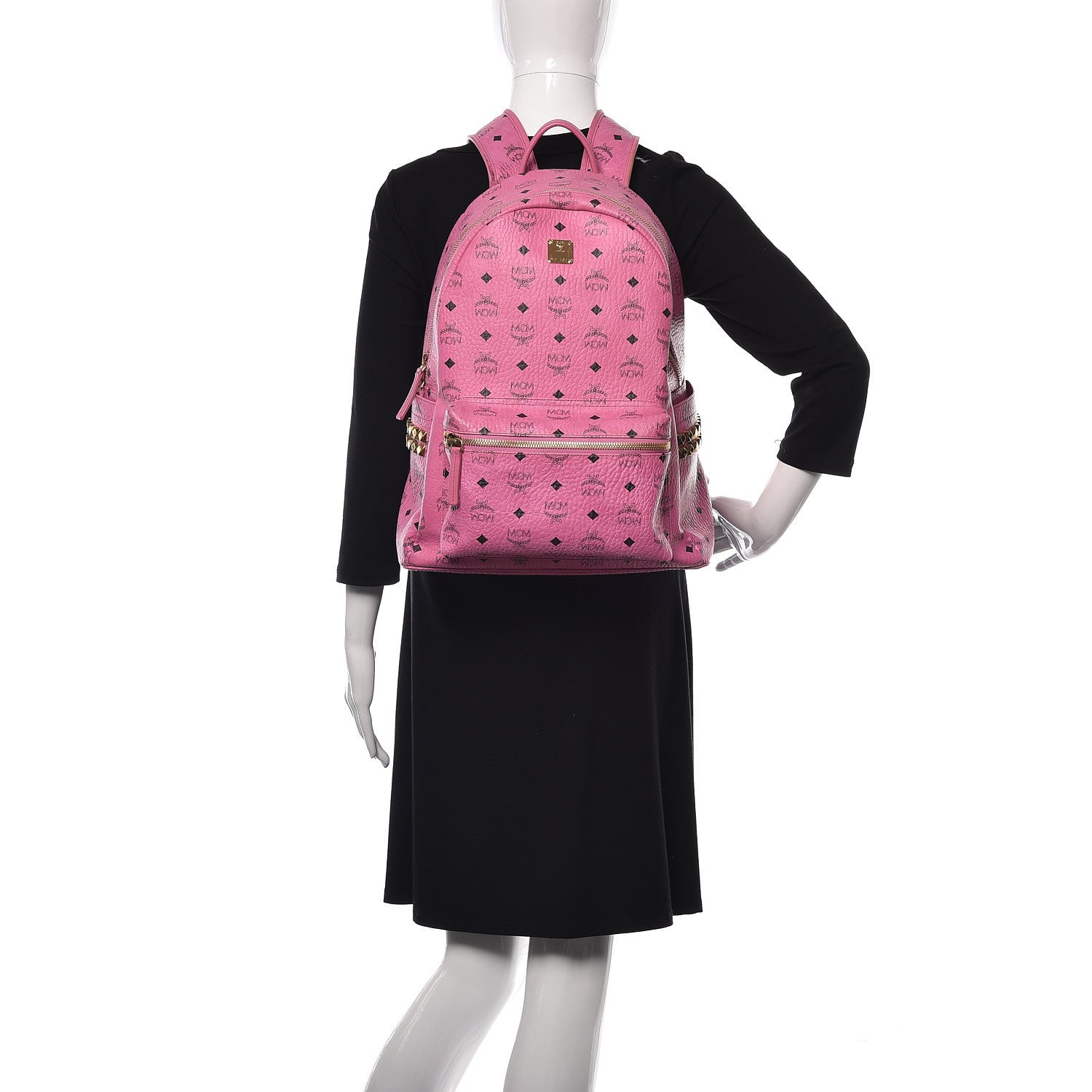 MCM Visetos Medium Side Studs Stark Backpack Pink 2 of 13