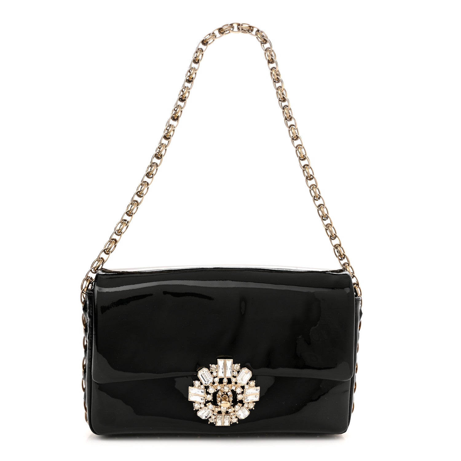 Chanel Patent Baguette Crystal CC Flap Bag Black 1 of 11