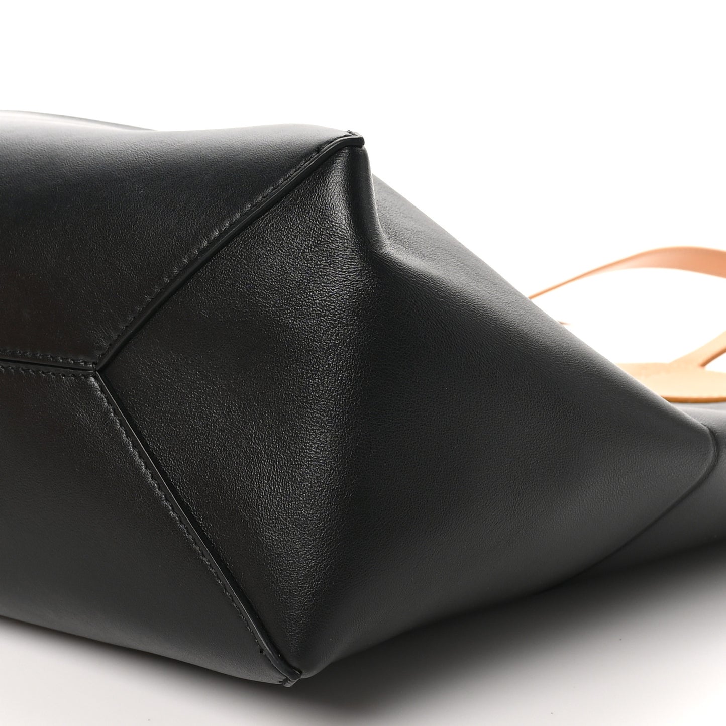Shiny Calfskin Medium Puzzle Fold Tote Warm Desert Black