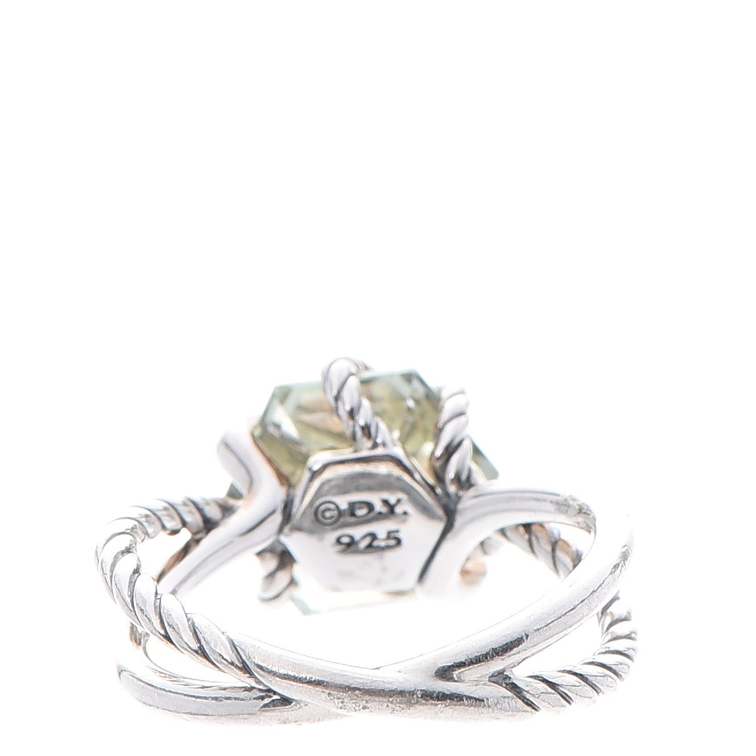 David Yurman Sterling Silver Diamond Prasiolite 10mm Cable Wrap Ring 55 7.25 4 of 5