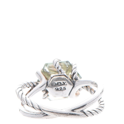 David Yurman Sterling Silver Diamond Prasiolite 10mm Cable Wrap Ring 55 7.25 4 of 5