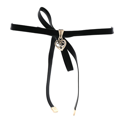 Chanel Lambskin CC Heart Choker Necklace Black 1 of 4