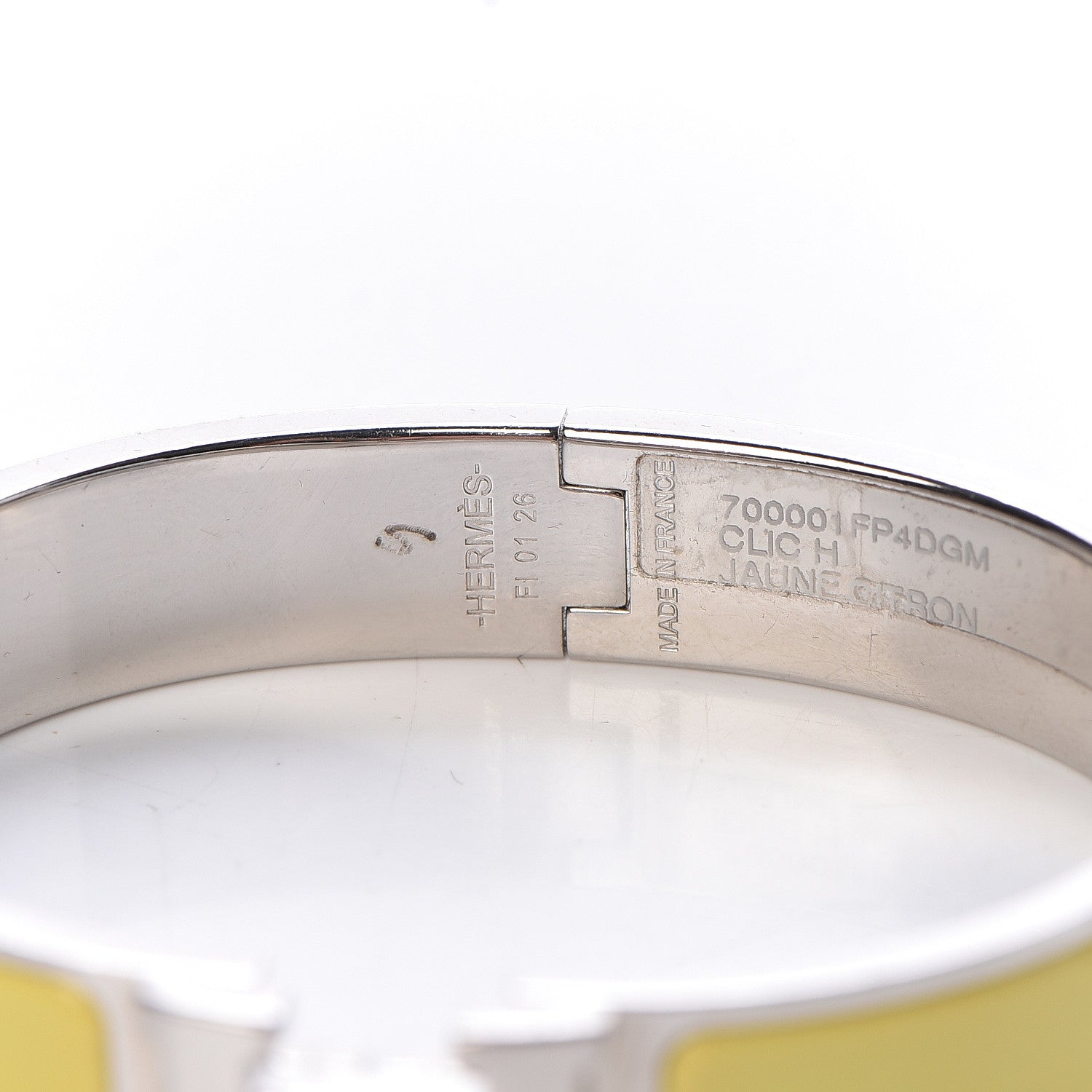 Hermes Enamel Narrow Clic Clac H Bracelet GM Jaune Citron 4 of 5
