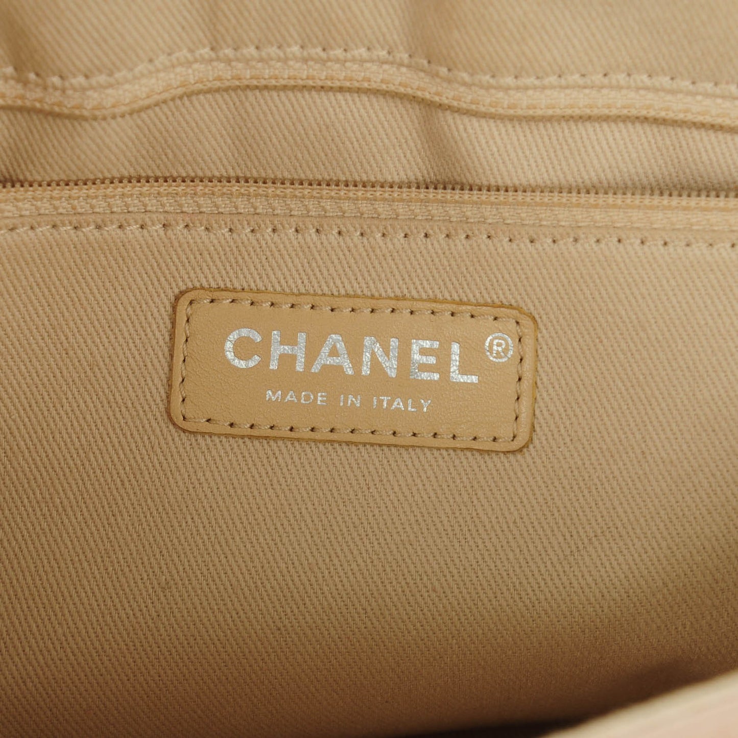 Caviar Half Moon Large Flap Beige Clair