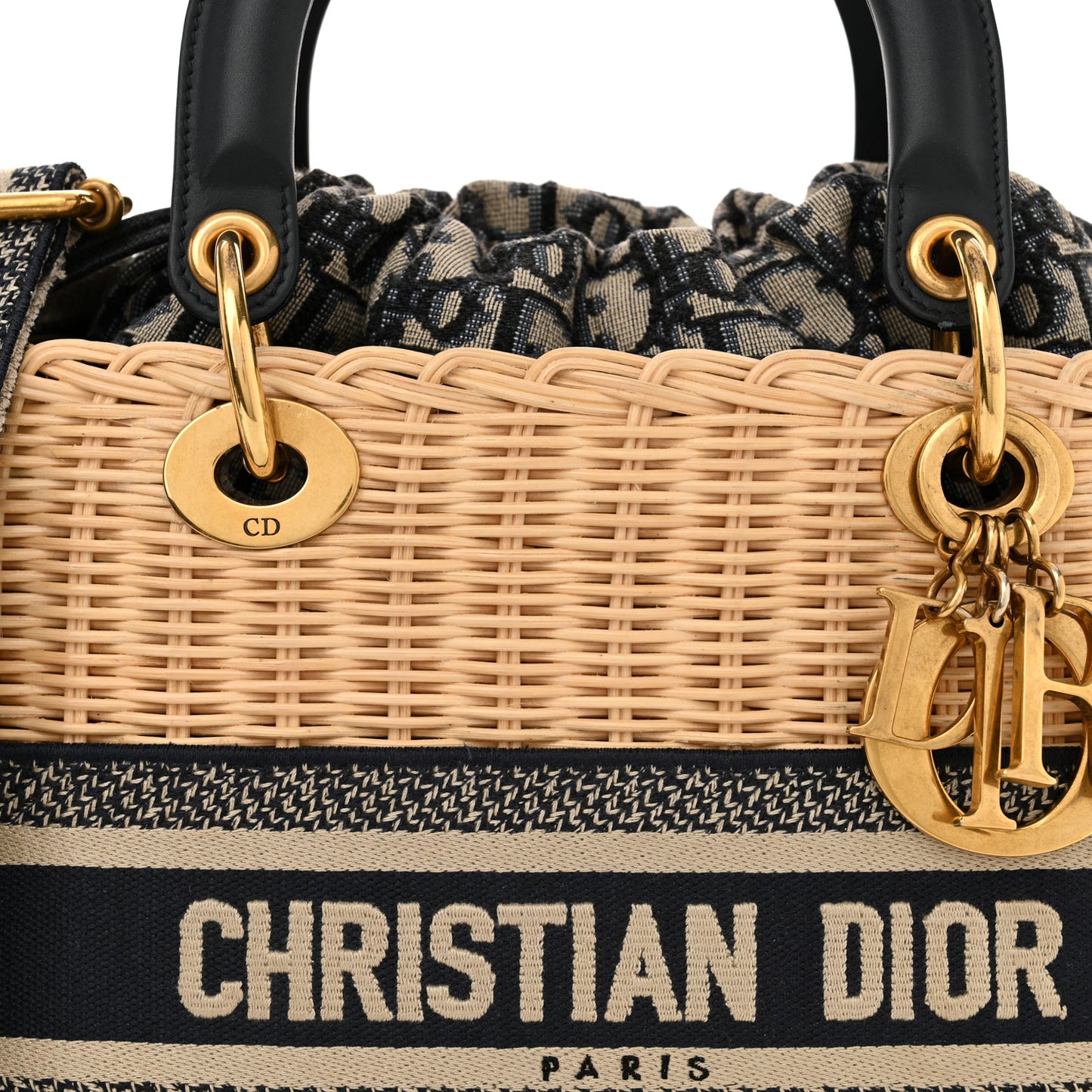 Wicker Oblique Medium Lady Dior Bag Blue