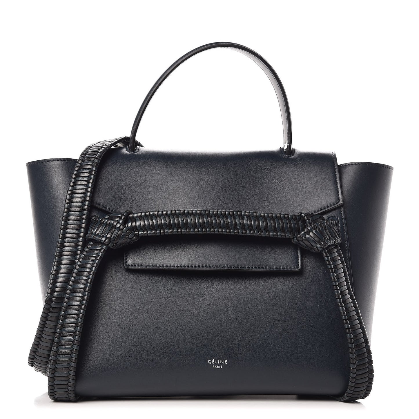 Smooth Calfskin Micro Bi-Color Braided Belt Bag Dark Sea
