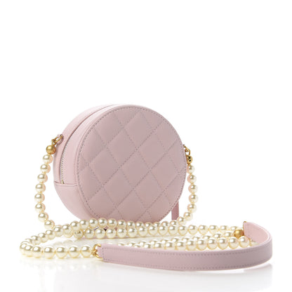 Chanel Calfskin Quilted Pearl Round Clutch With Chain Light Pink 3 of 11