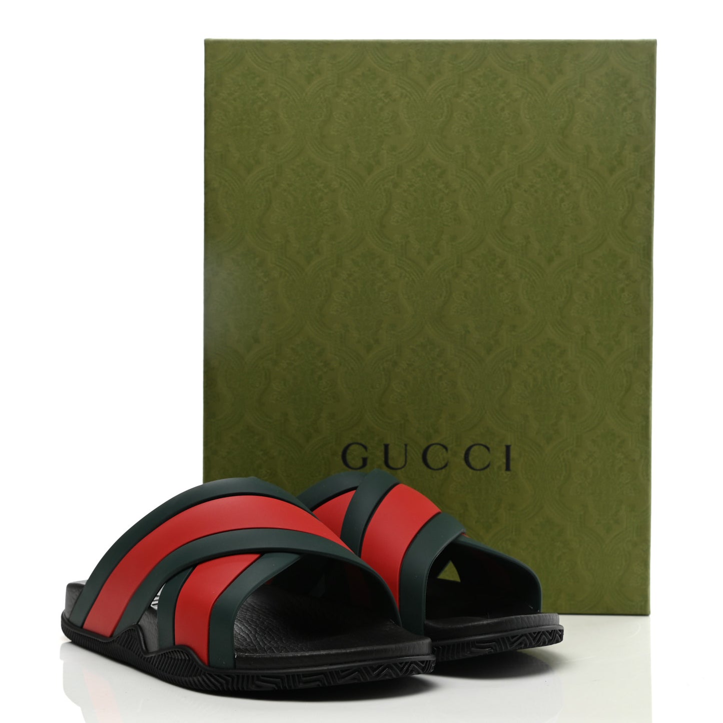 Rubber Web Mens Criss Cross Slide Sandals 8 Green Red