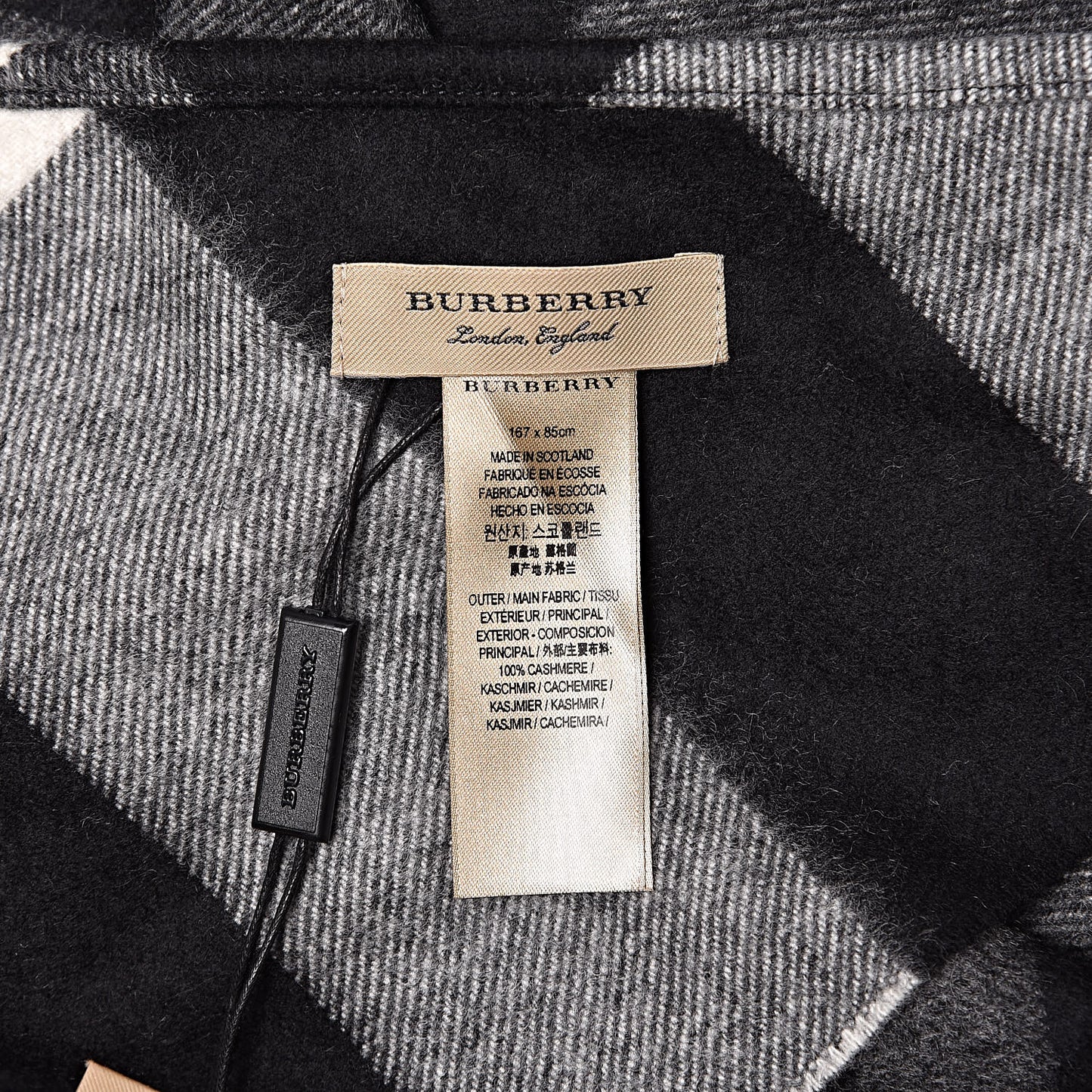 Cashmere Half Mega Check Bandana Scarf Black