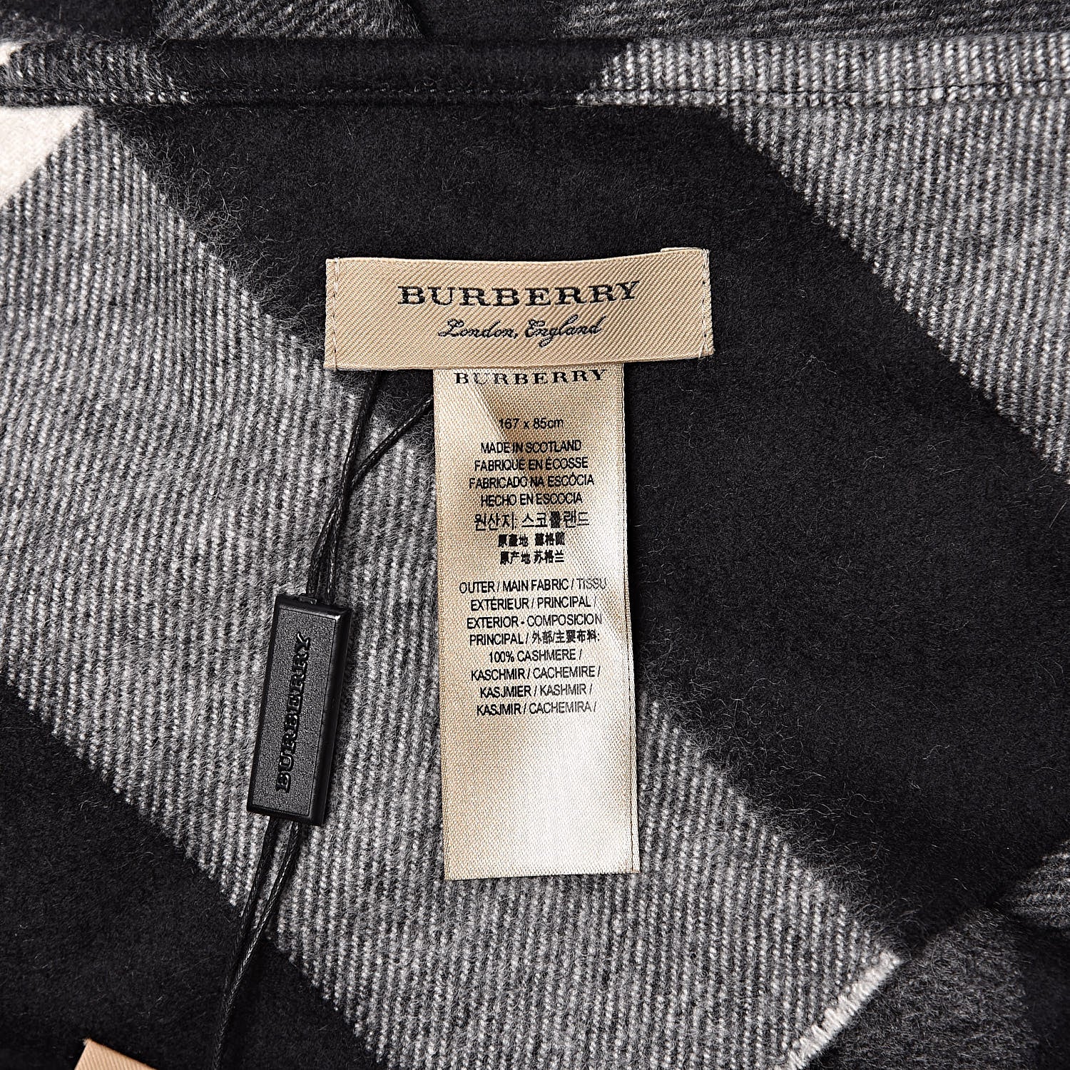 Burberry Cashmere Half Mega Check Bandana Scarf Black 3 of 3