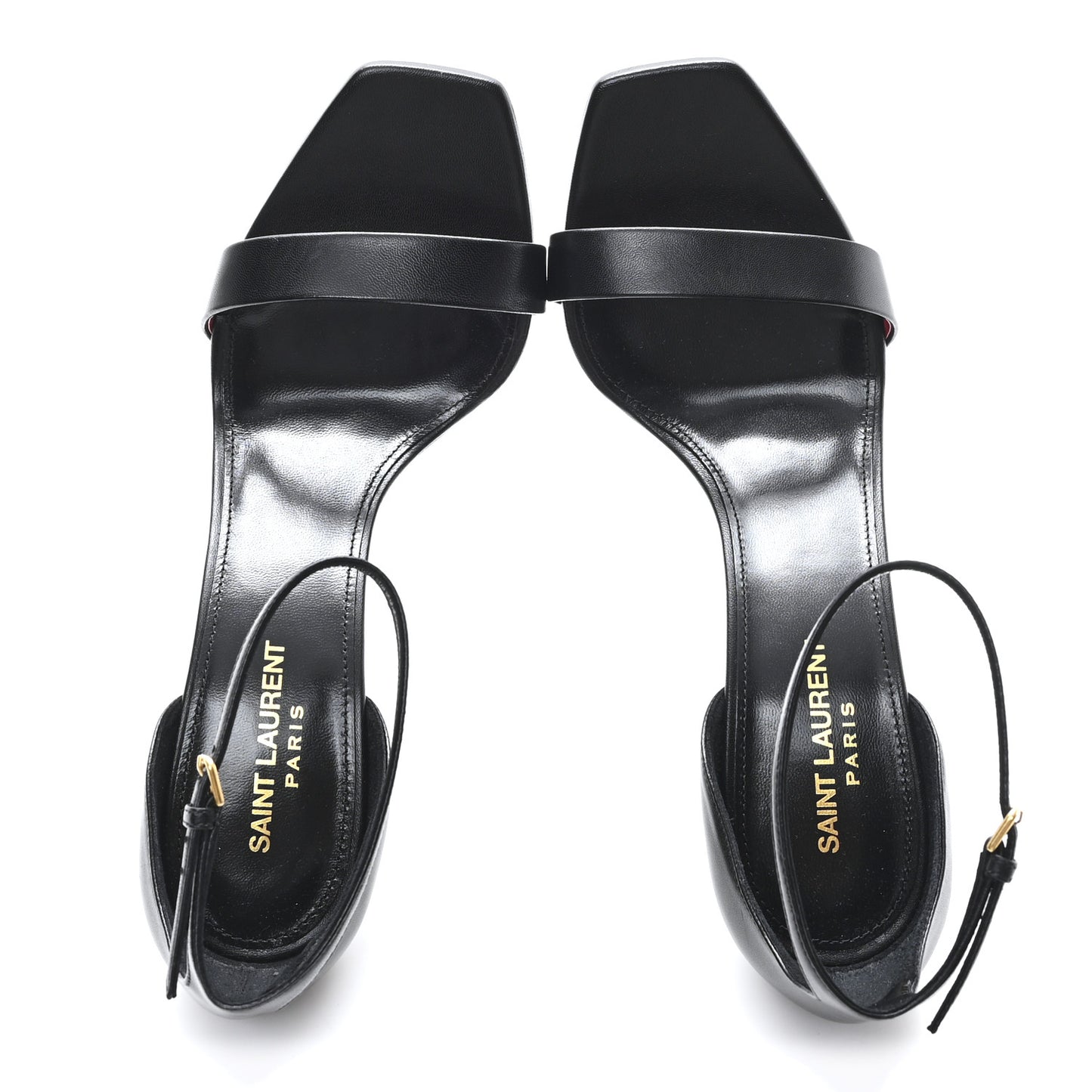 Calfskin Tripon Amber 105 Ankle Strap Sandals 40.5 Black
