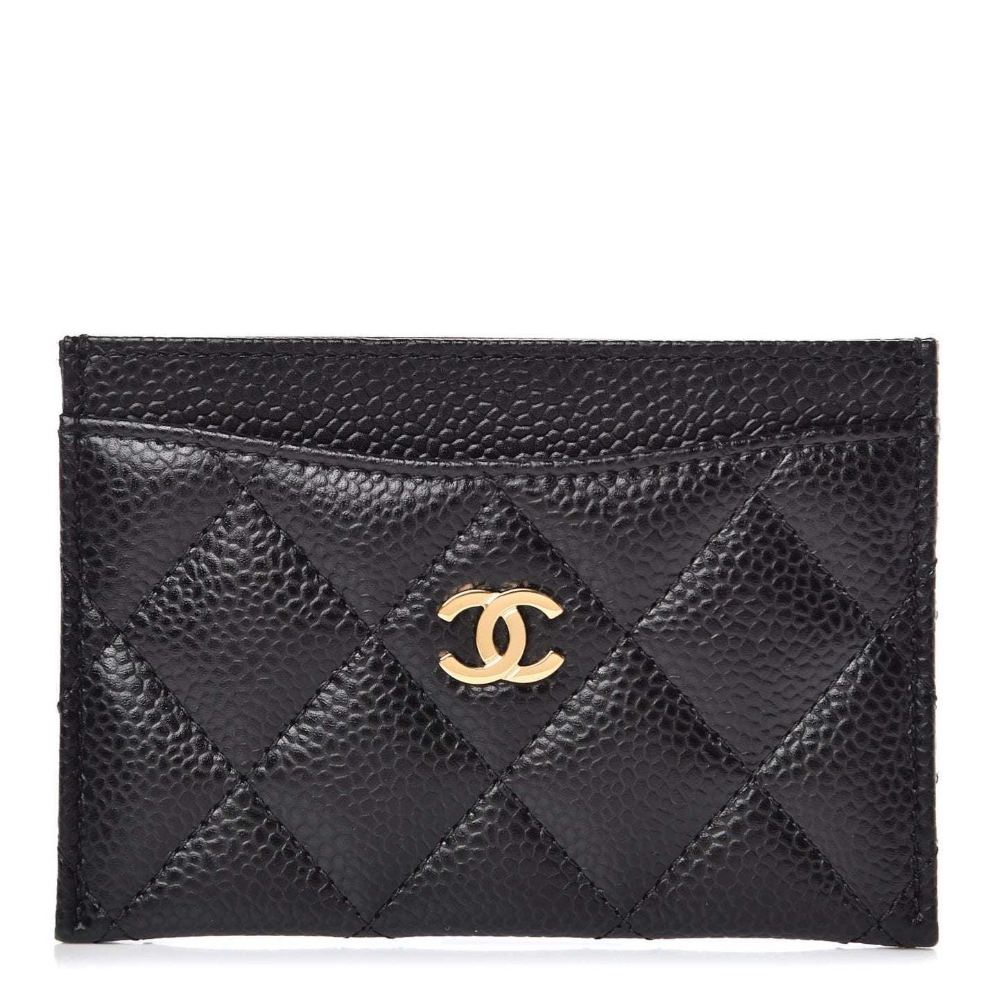 Caviar Quilted Card Holder Black