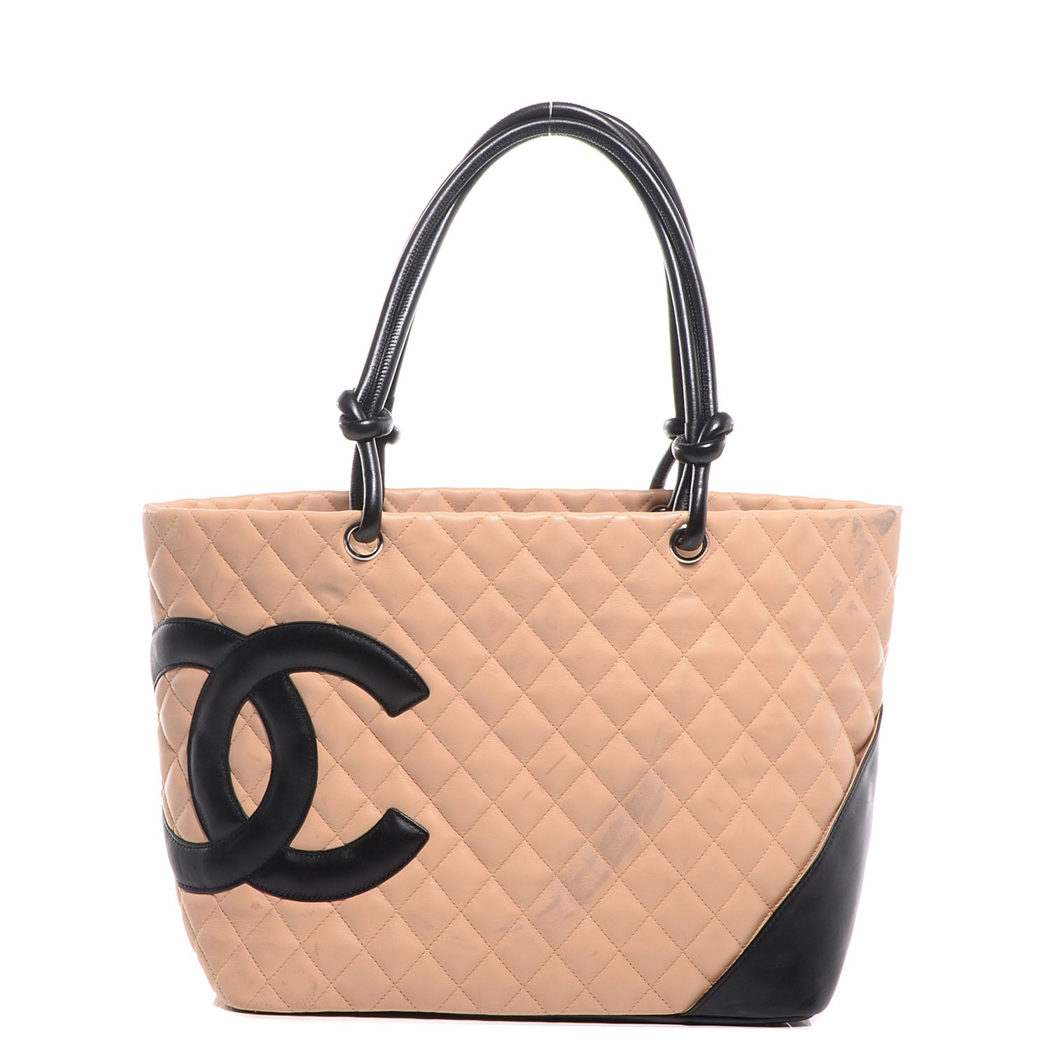 Chanel Calfskin Quilted Large Cambon Tote Beige Black 1 of 9